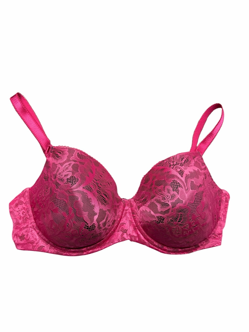 Bali Womens Bra 40D Full Coverage Underwire Floral Lace Burgundy